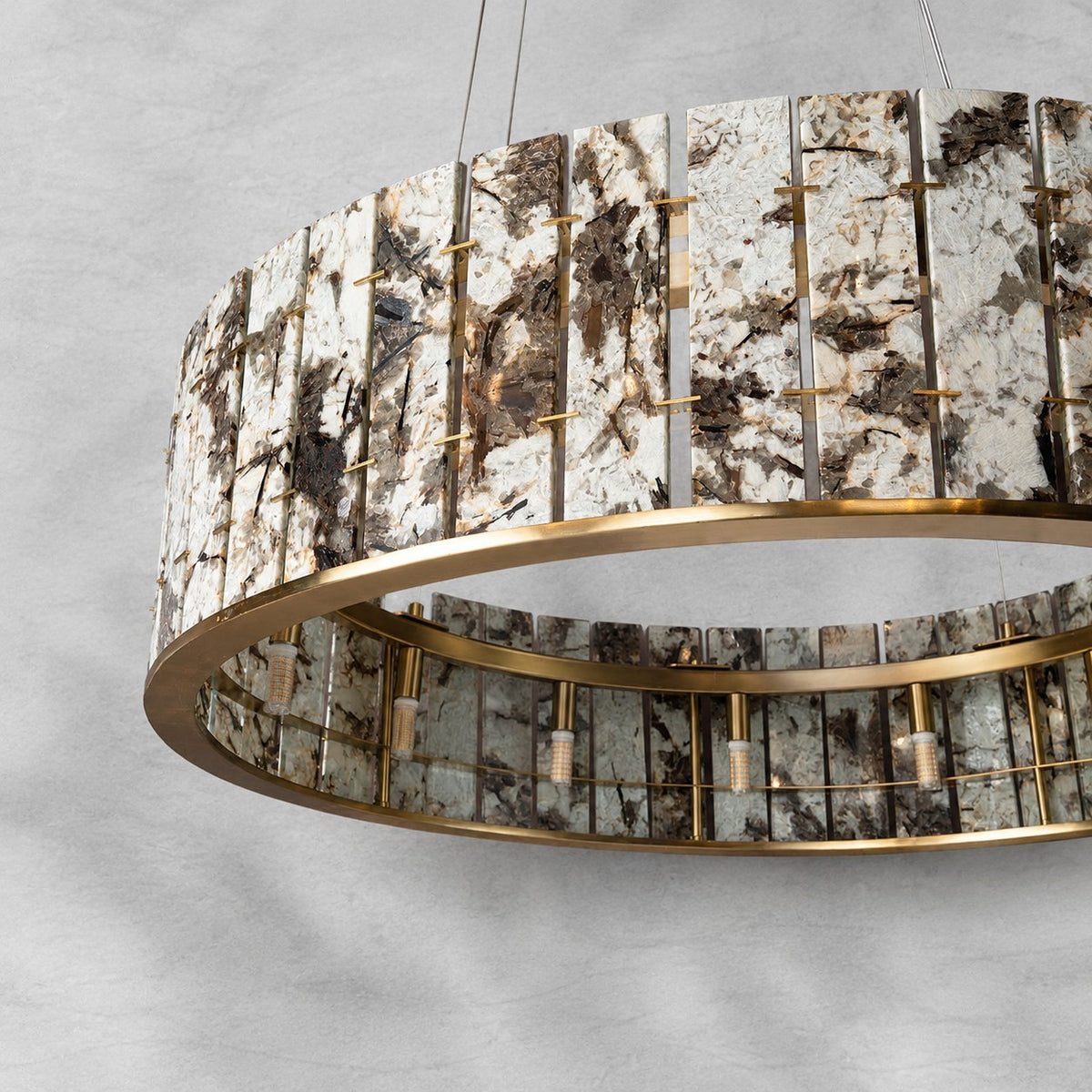 Modern Sculptural Luxury Stone Drum Chandelier