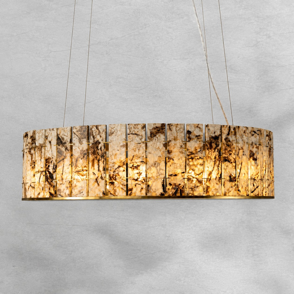 Modern Sculptural Luxury Stone Drum Chandelier