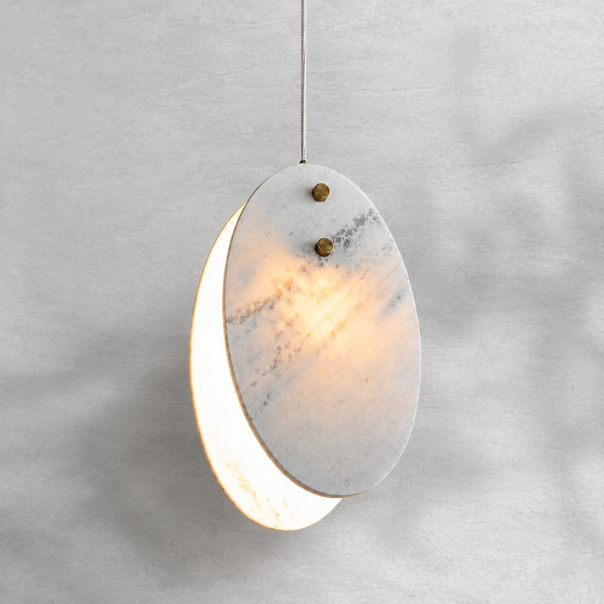 Modern Sculptural Luxury stone Oval Pendant Light Set