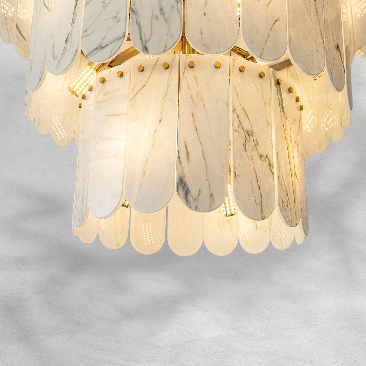 Modern Three-Tier Emerald White Jade Luxury Marble Chandelier