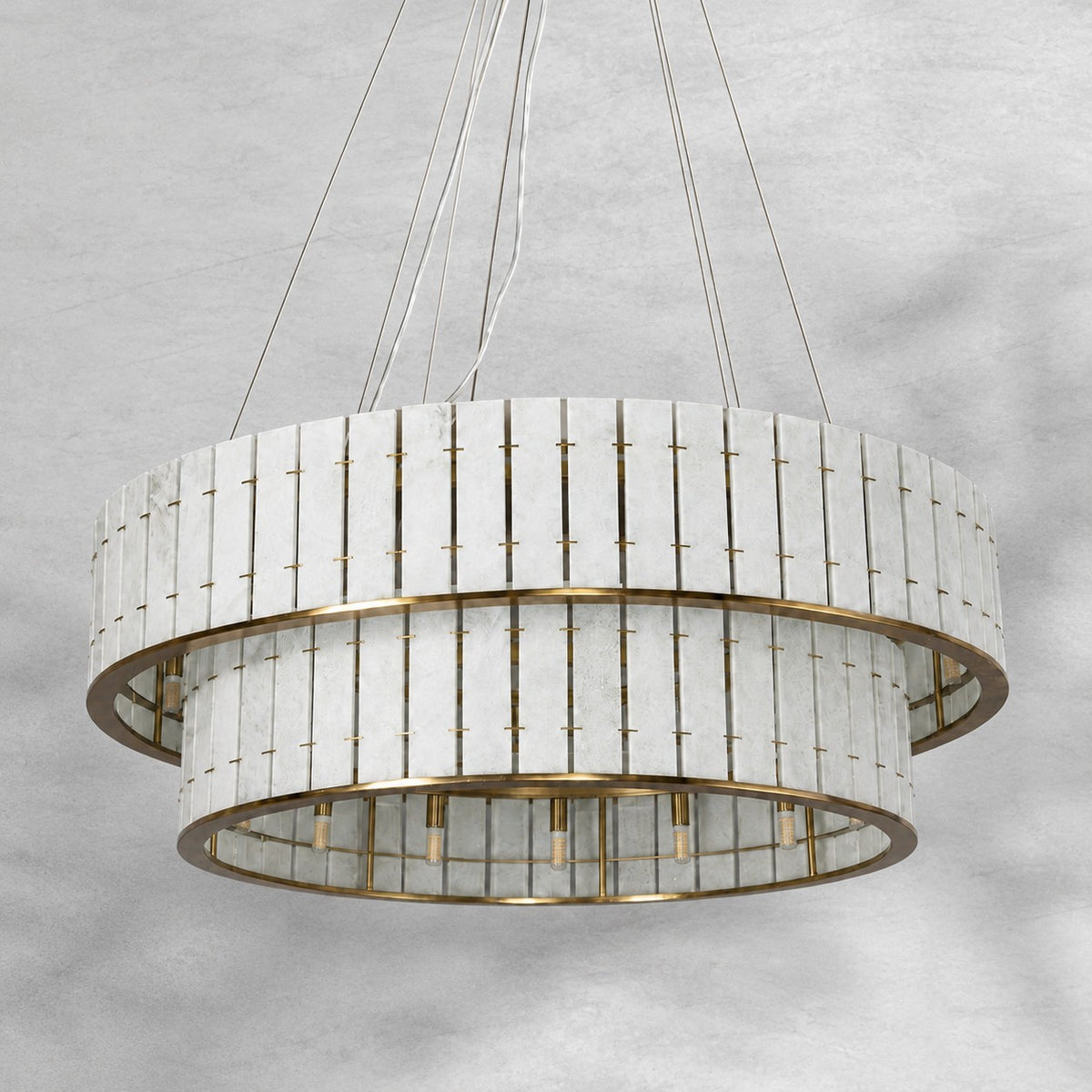 Modern Two-Tier Luxury Stone Round Chandelier