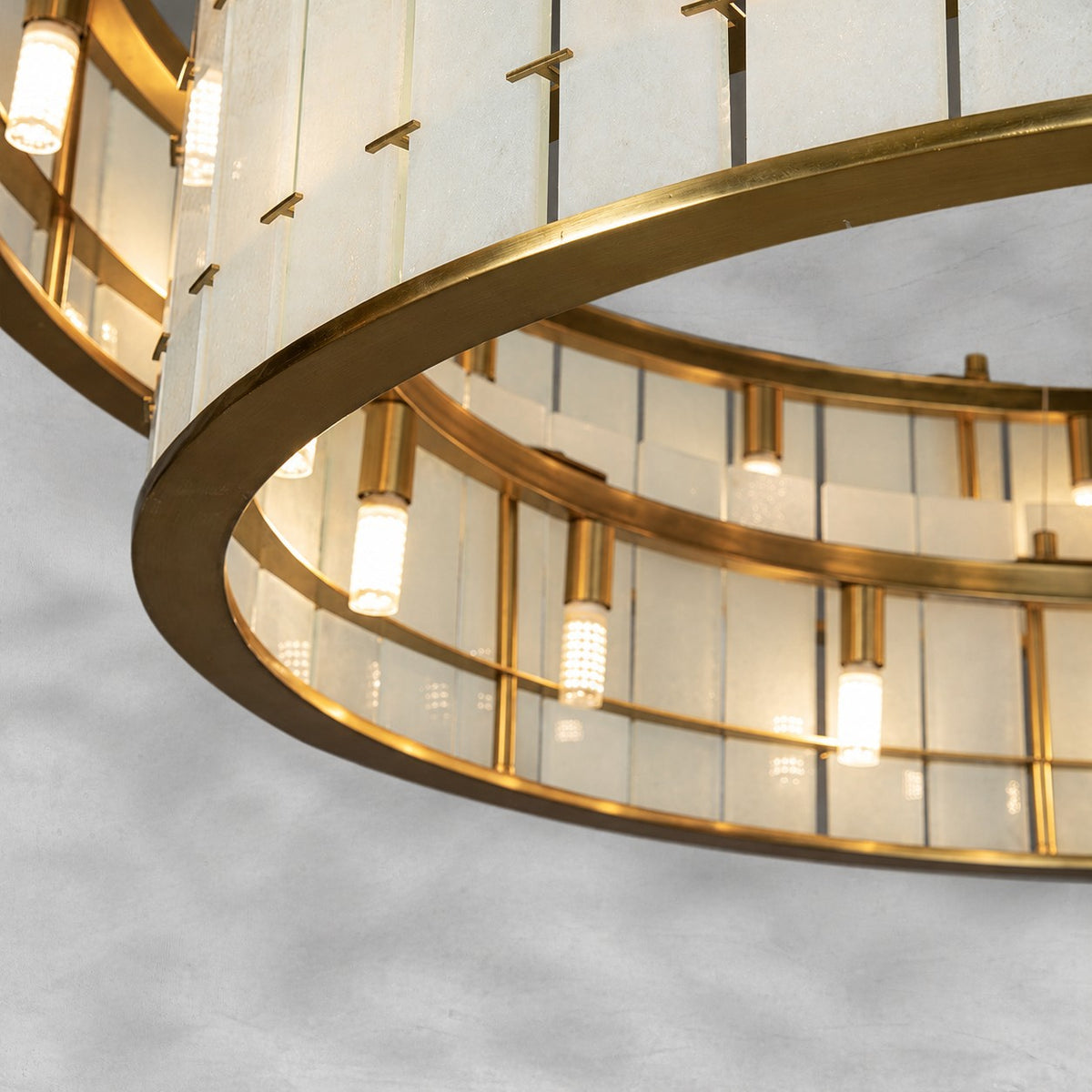 Modern Two-Tier Luxury Stone Round Chandelier