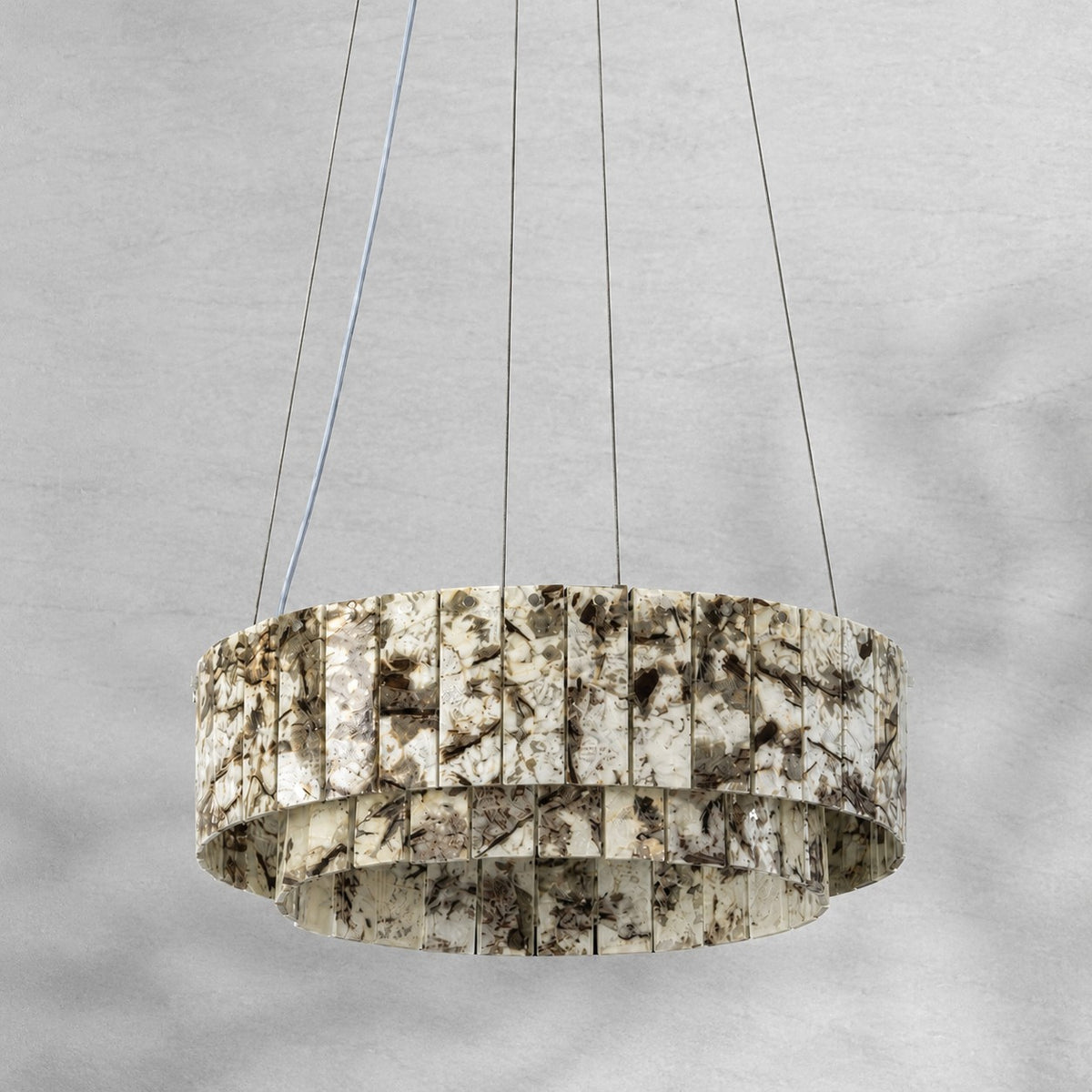 Modern Two-Tier Luxury Stone Round Chandelier