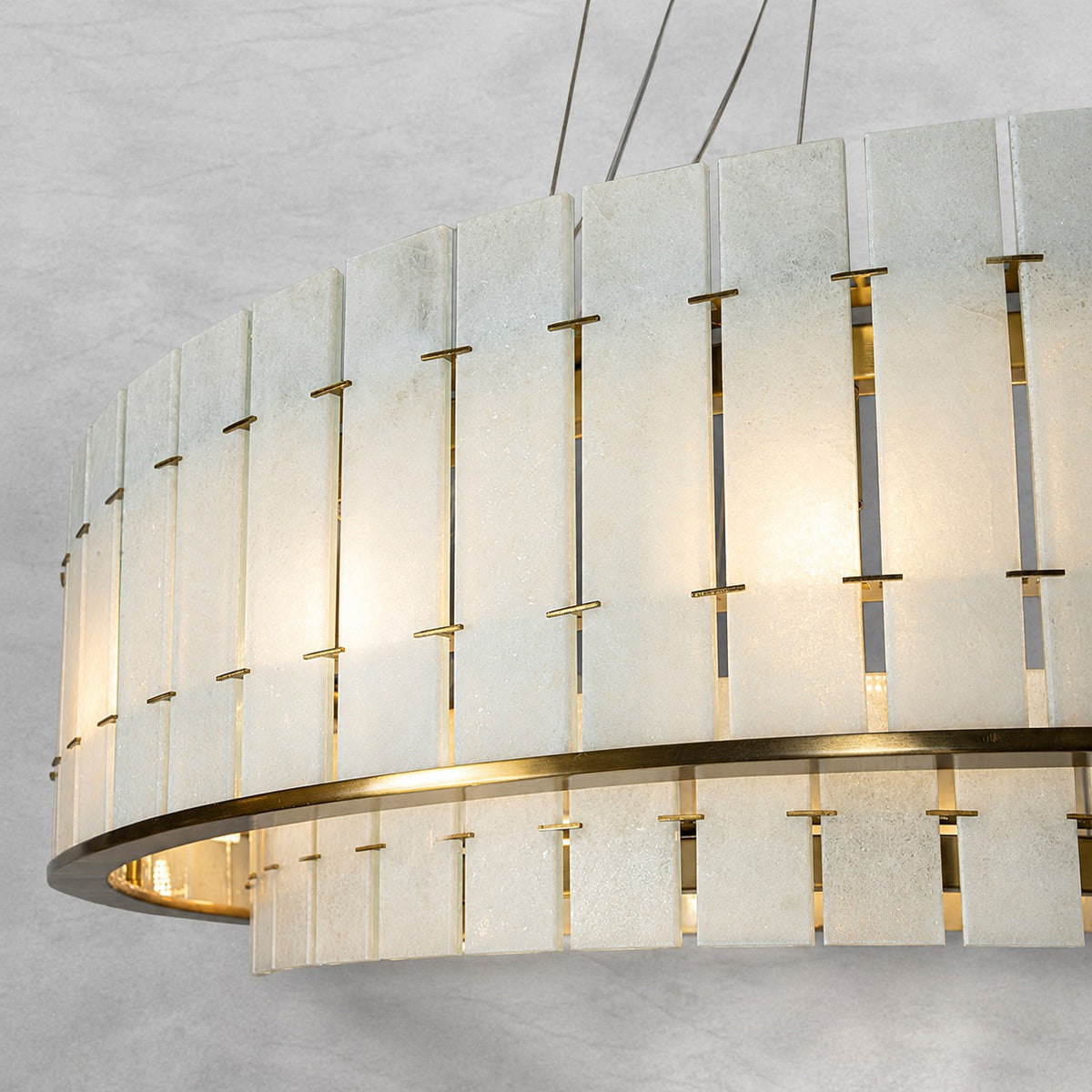 Modern Two-Tier Luxury Stone Round Chandelier