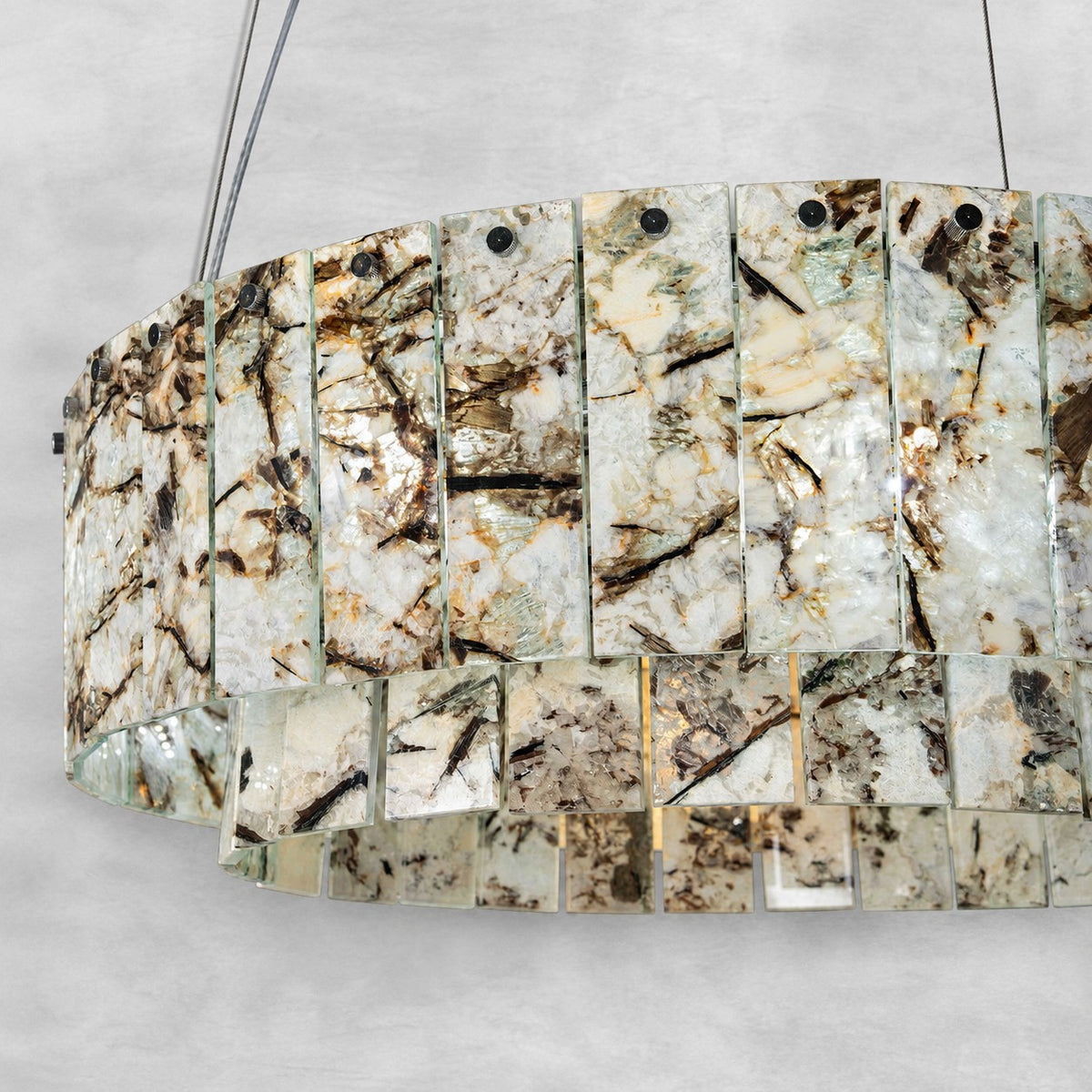 Modern Two-Tier Luxury Stone Round Chandelier