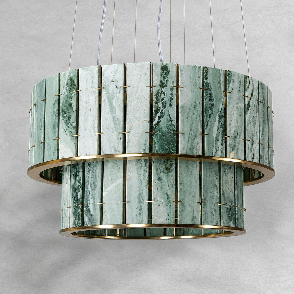 Modern Two-Tier Luxury Stone Round Chandelier