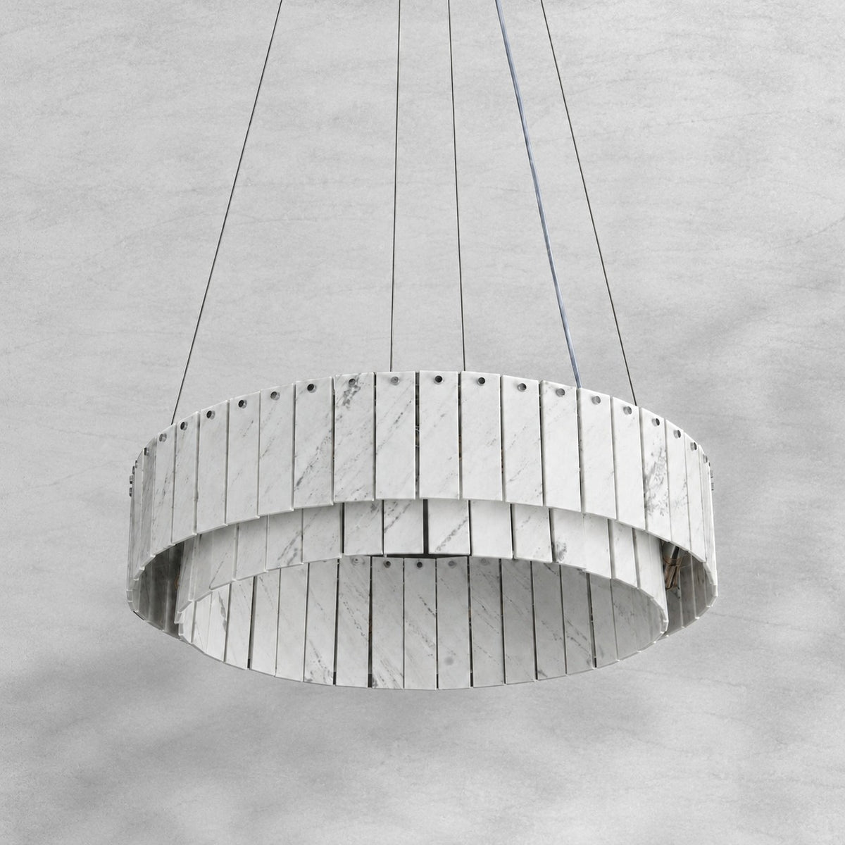 Modern Two-Tier Luxury Stone Round Chandelier