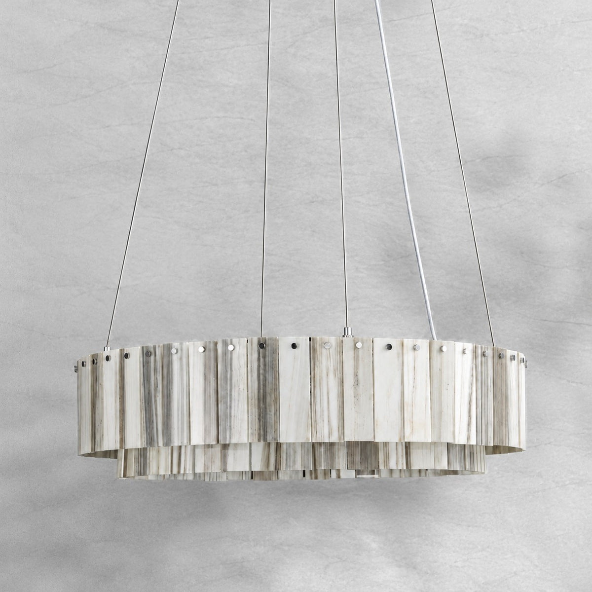 Modern Two-Tier Luxury Stone Round Chandelier