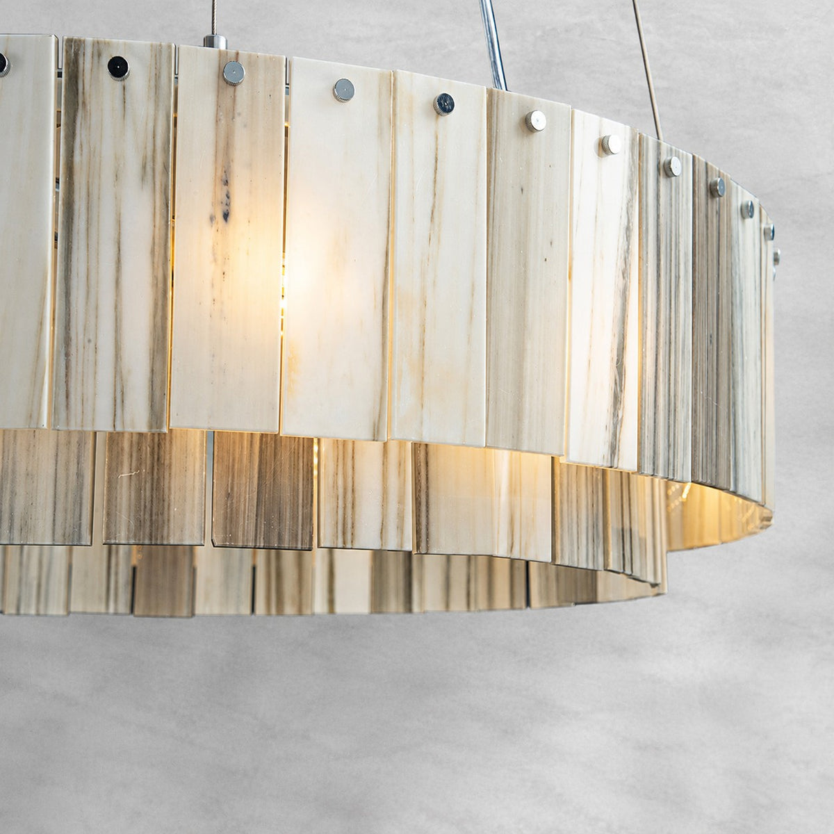 Modern Two-Tier Luxury Stone Round Chandelier