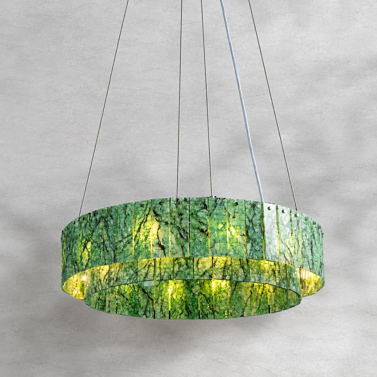 Modern Two-Tier Luxury Stone Round Chandelier