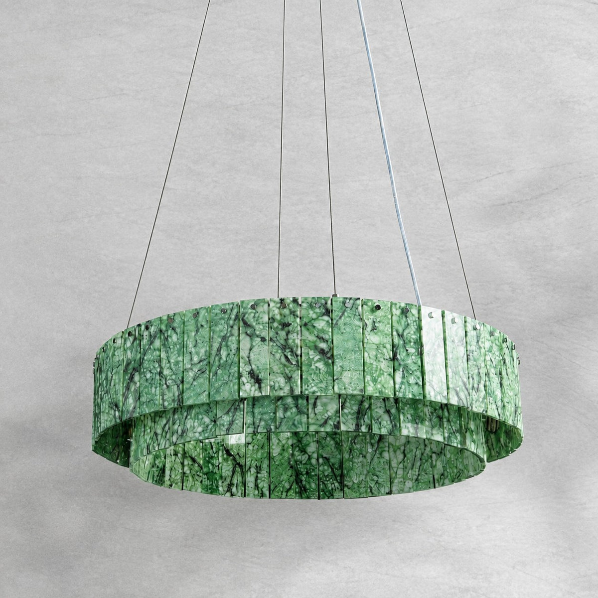 Modern Two-Tier Luxury Stone Round Chandelier