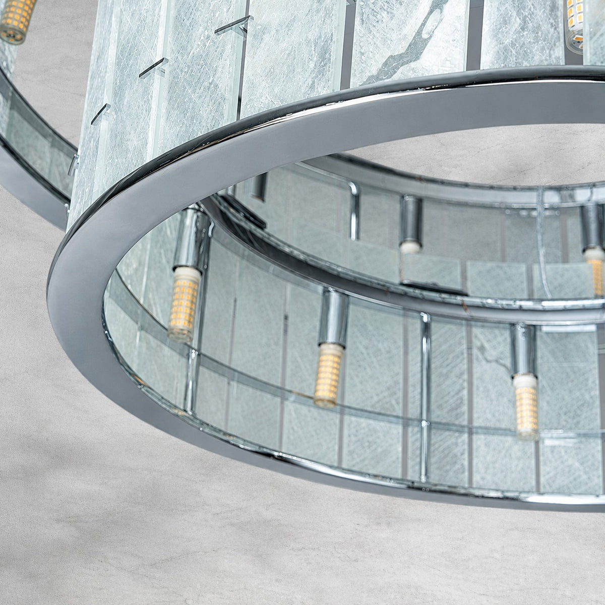 Modern Two-Tier Luxury Stone Round Chandelier