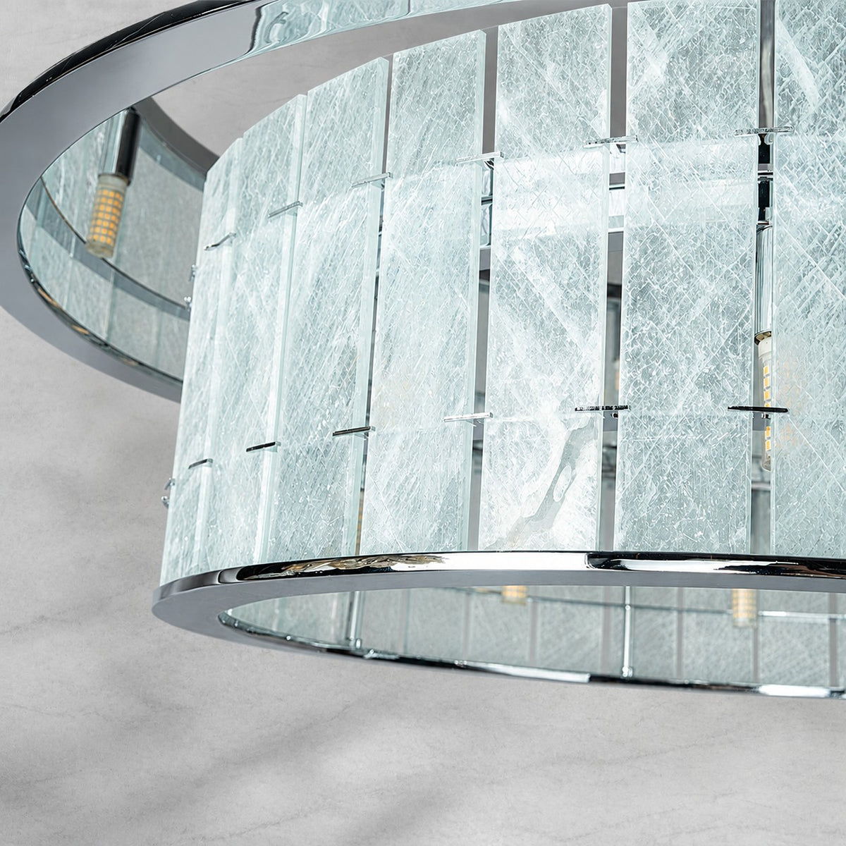Modern Two-Tier Luxury Stone Round Chandelier