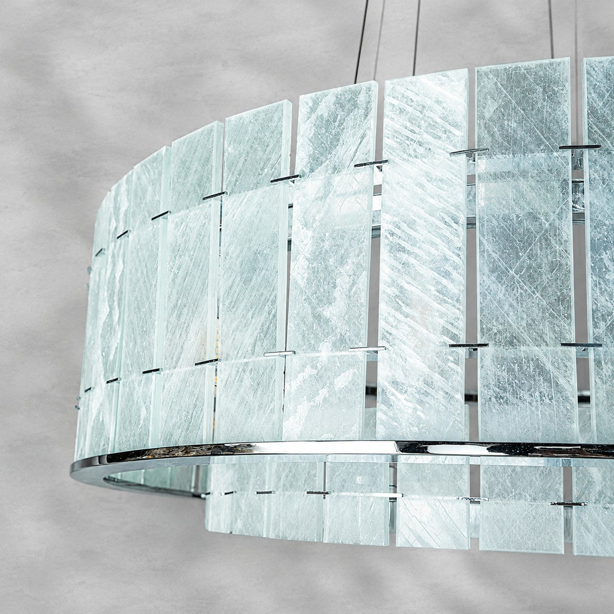 Modern Two-Tier Luxury Stone Round Chandelier