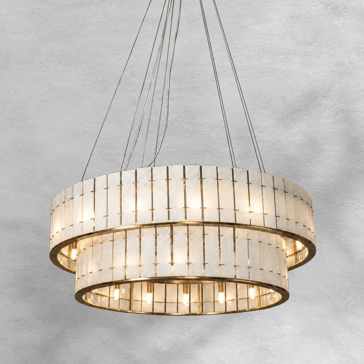 Modern Two-Tier Luxury Stone Round Chandelier