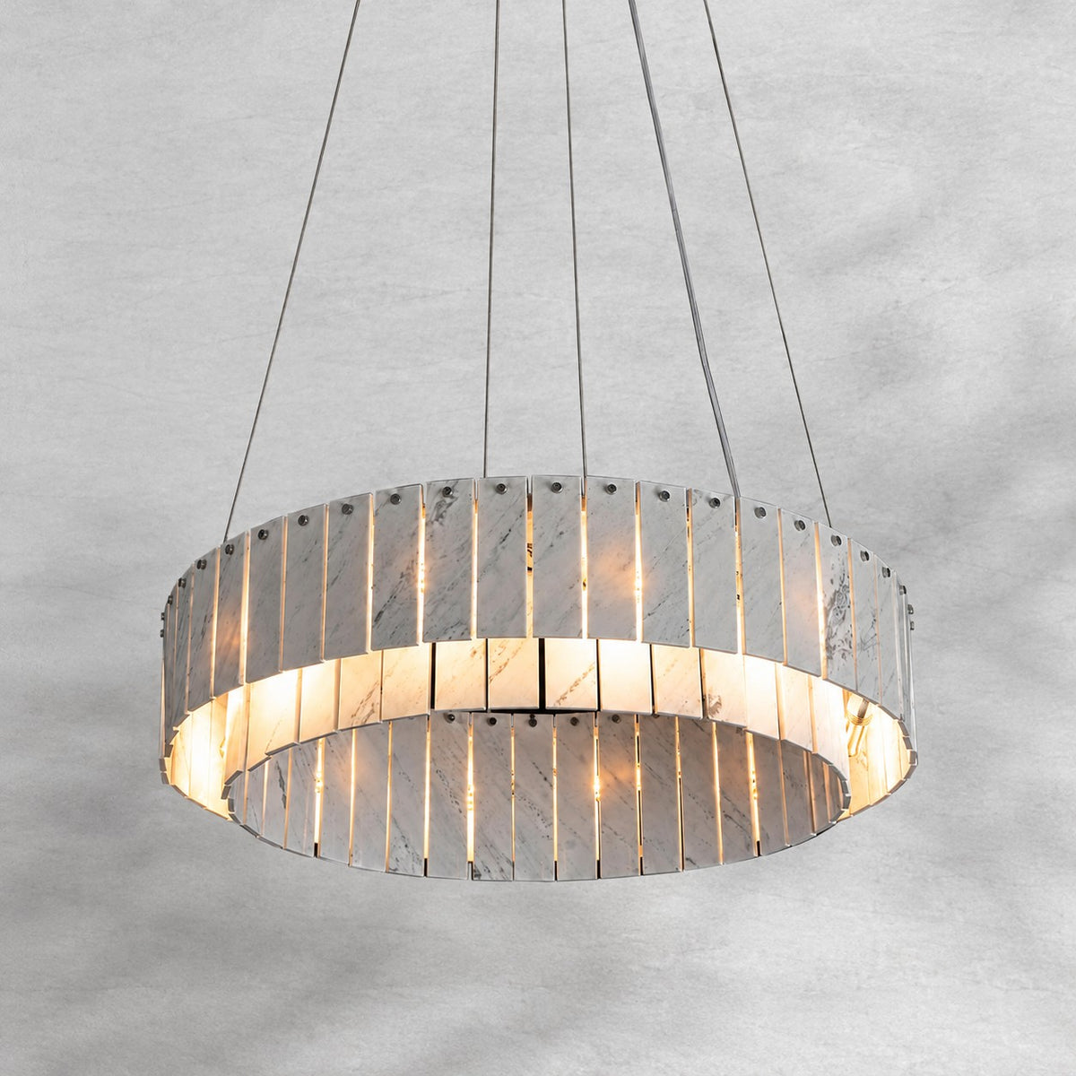 Modern Two-Tier Luxury Stone Round Chandelier