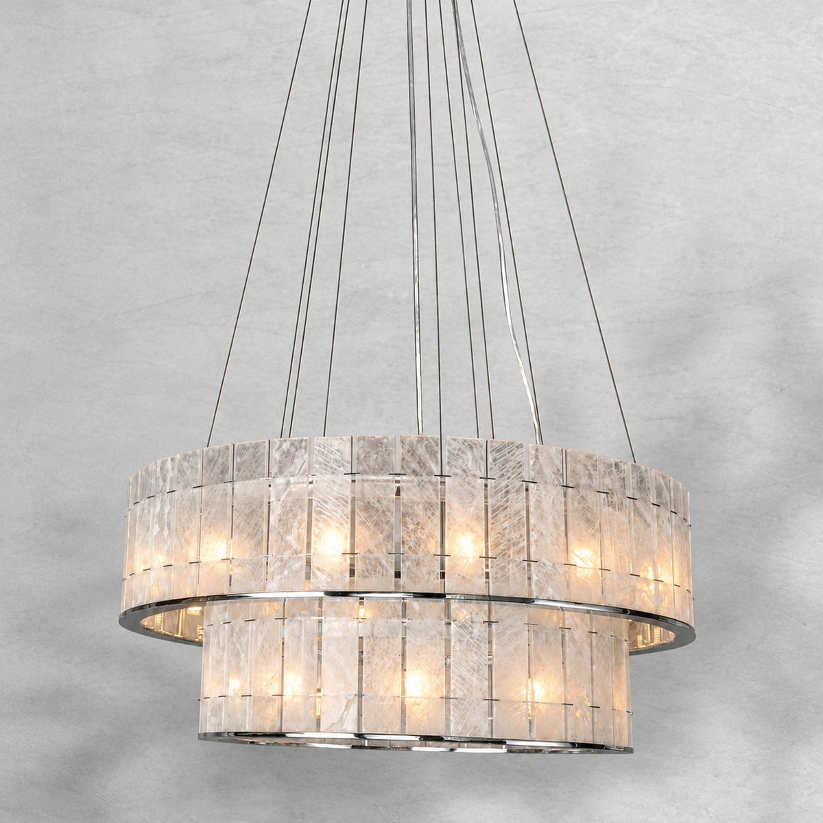 Modern Two-Tier Luxury Stone Round Chandelier