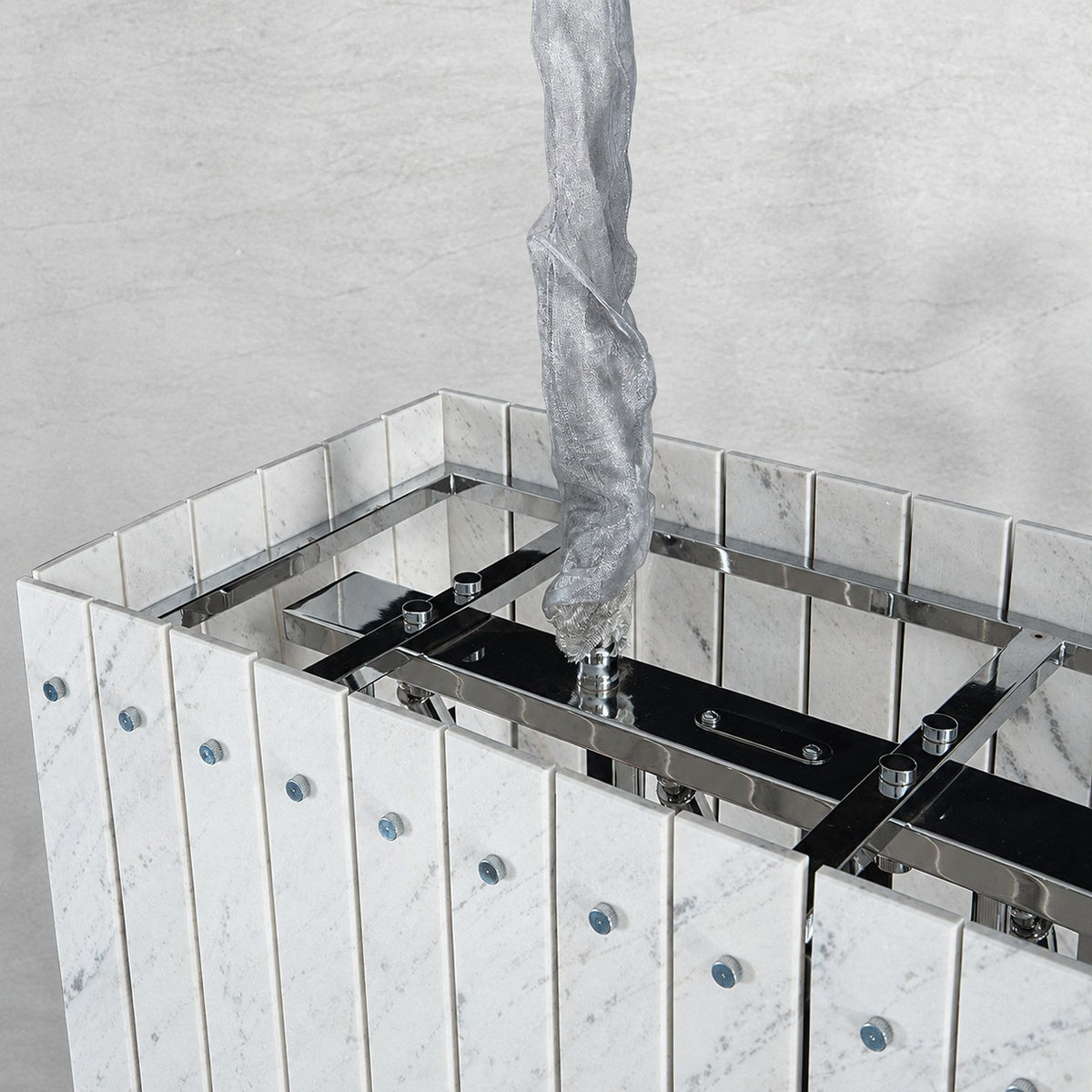 Modern Yugoslav White Luxury Stone Linear Chandelier
