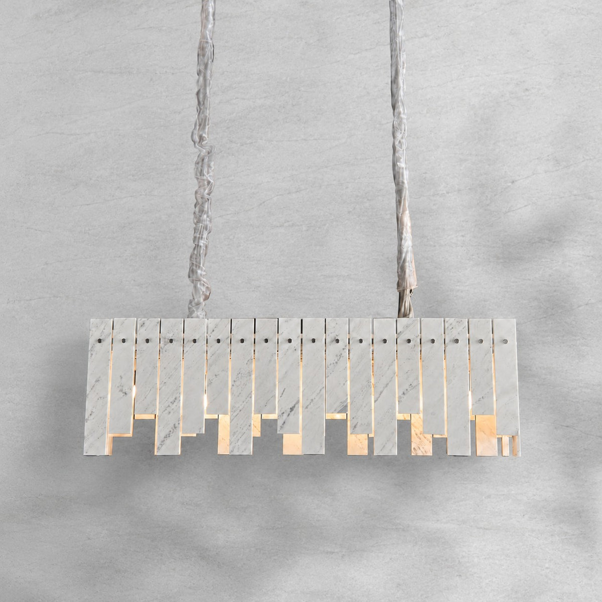 Modern Yugoslav White Luxury Stone Linear Chandelier