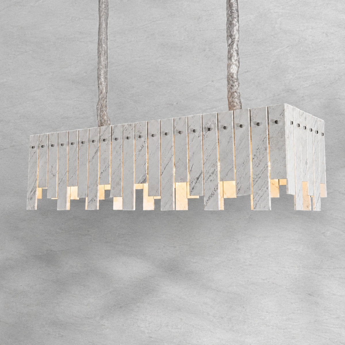 Modern Yugoslav White Luxury Stone Linear Chandelier