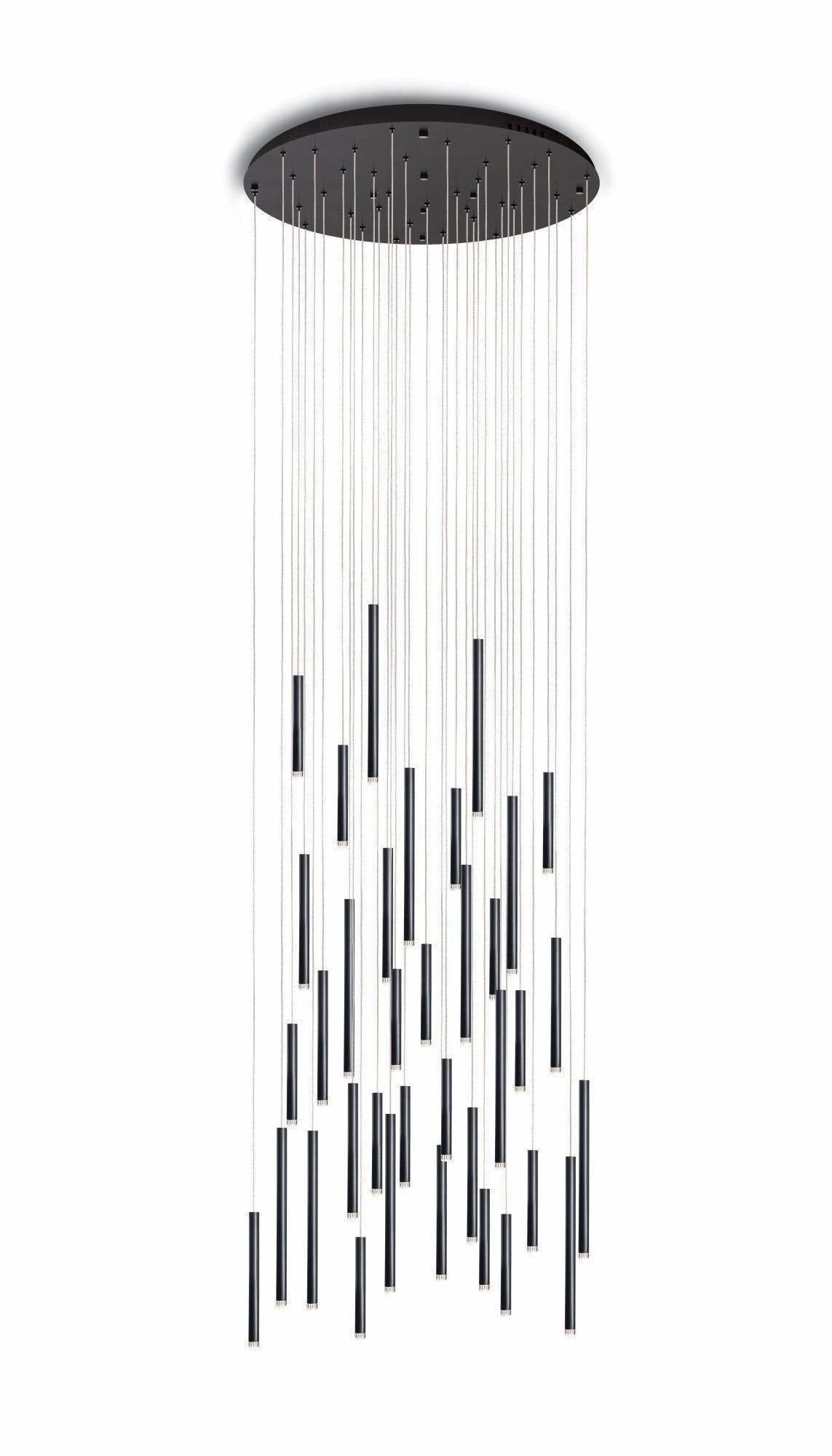 Brillia Round Two-Tone Tubular Pendant Light Chandelier - Merlin Lamps