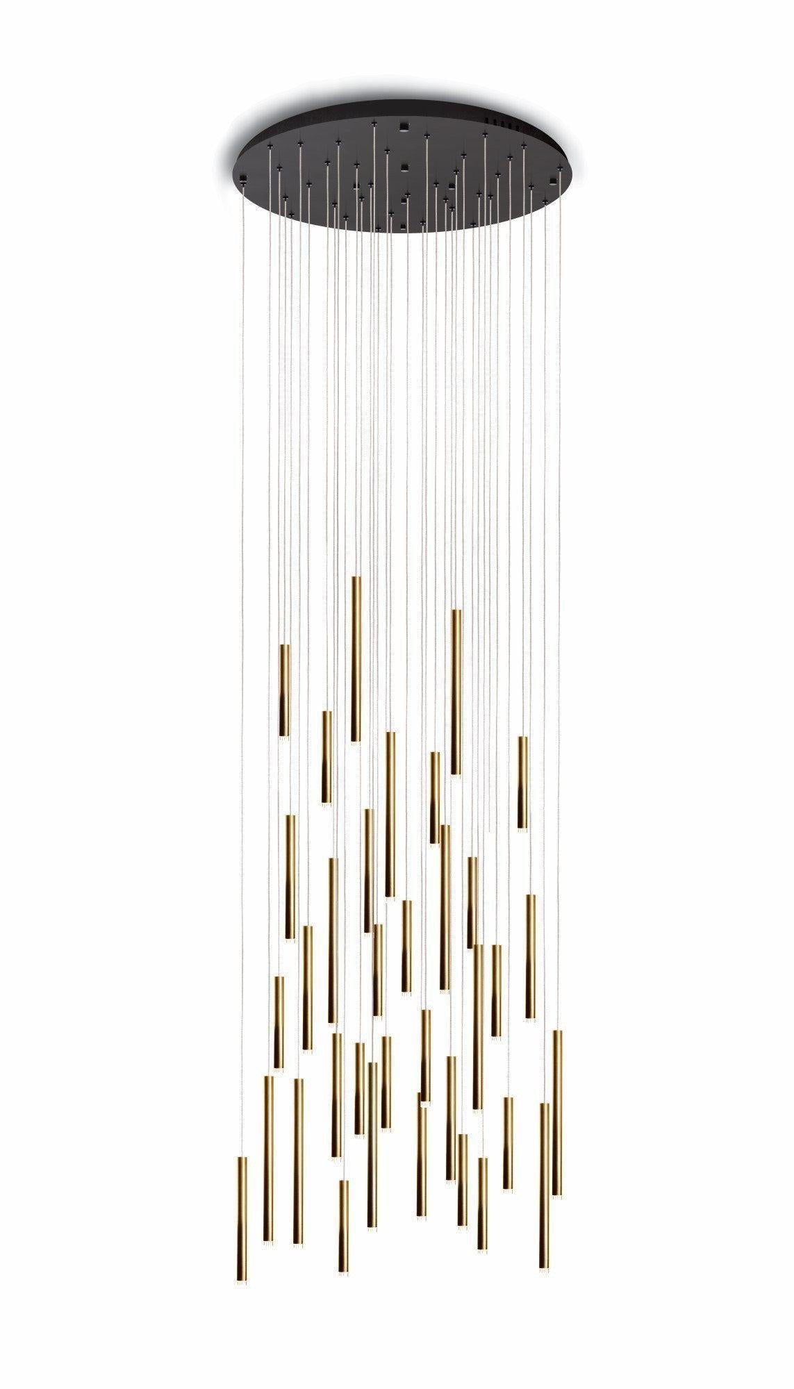 Brillia Round Two-Tone Tubular Pendant Light Chandelier - Merlin Lamps