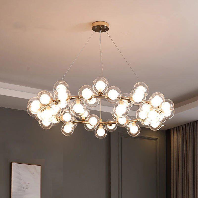 Modern Glass Round Chandelier For Living Room - Melin Lamps