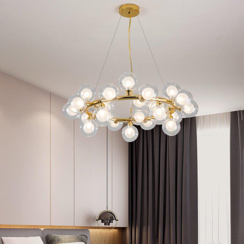 Modern Glass Round Chandelier For Living Room - Melin Lamps