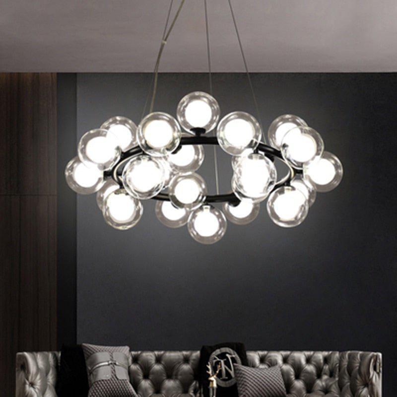 Modern Glass Round Chandelier For Living Room - Melin Lamps