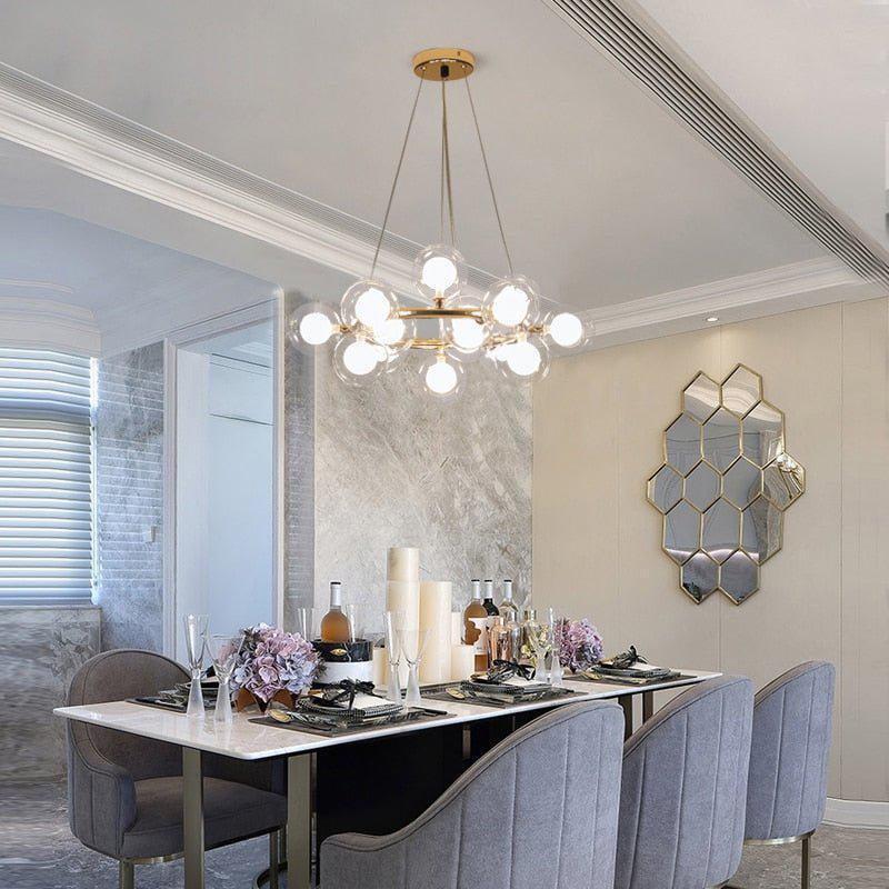 Modern Glass Round Chandelier For Living Room - Melin Lamps