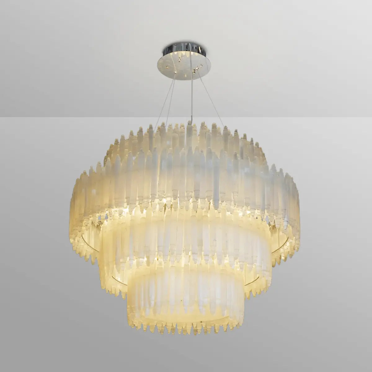 Art Selenite Layer Round Chandelier - Merlin Lamps