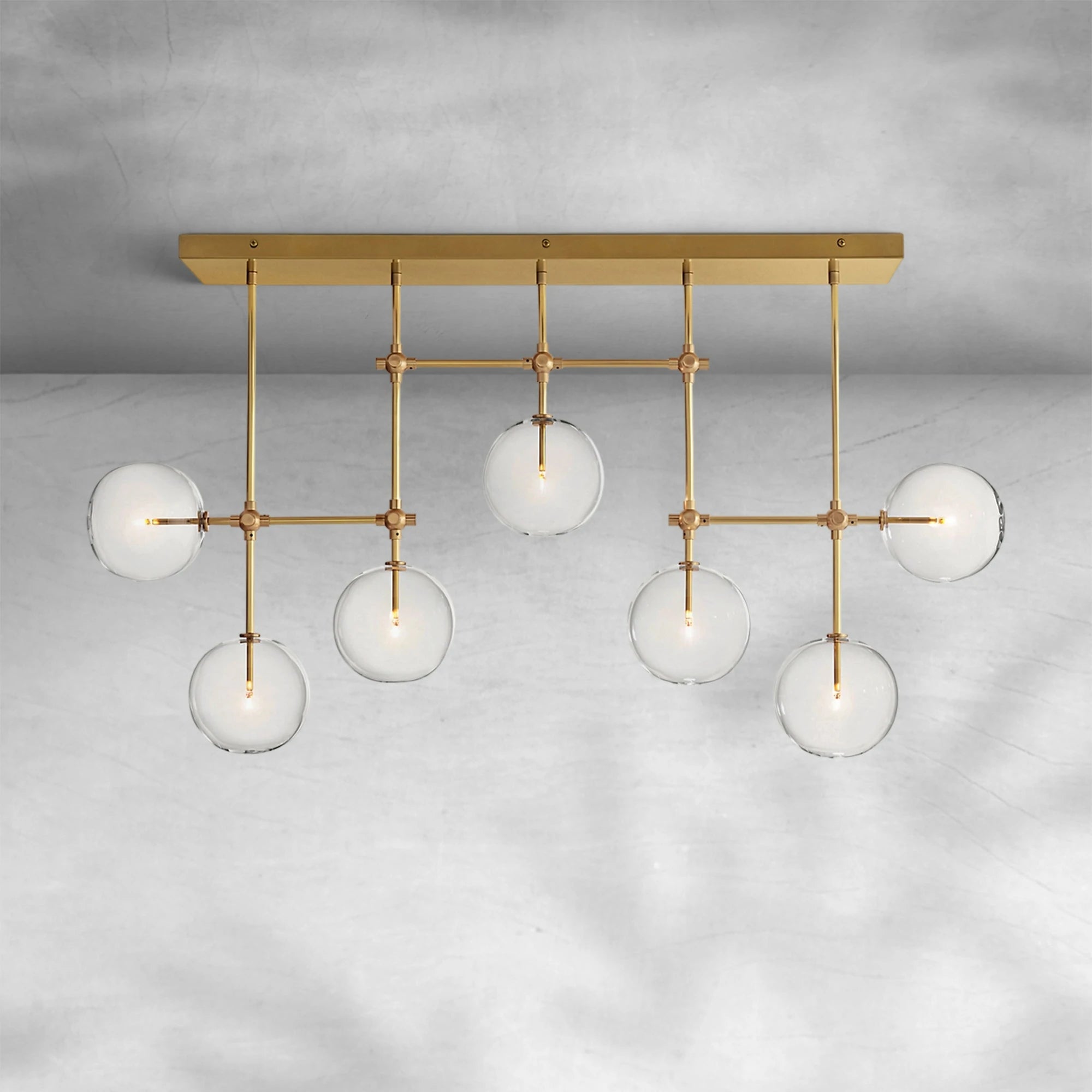 Glass Globe Mobile Linear Chandelier 60"