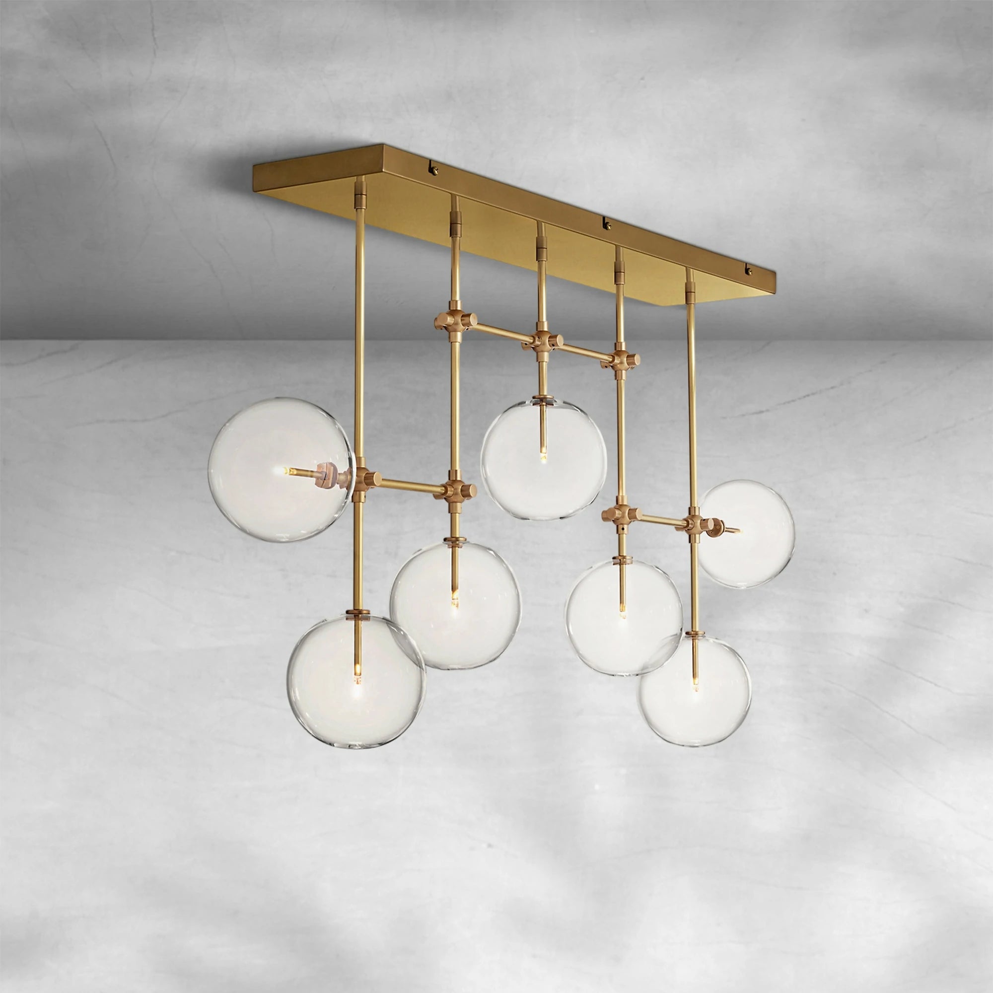 Glass Globe Mobile Linear Chandelier 60"