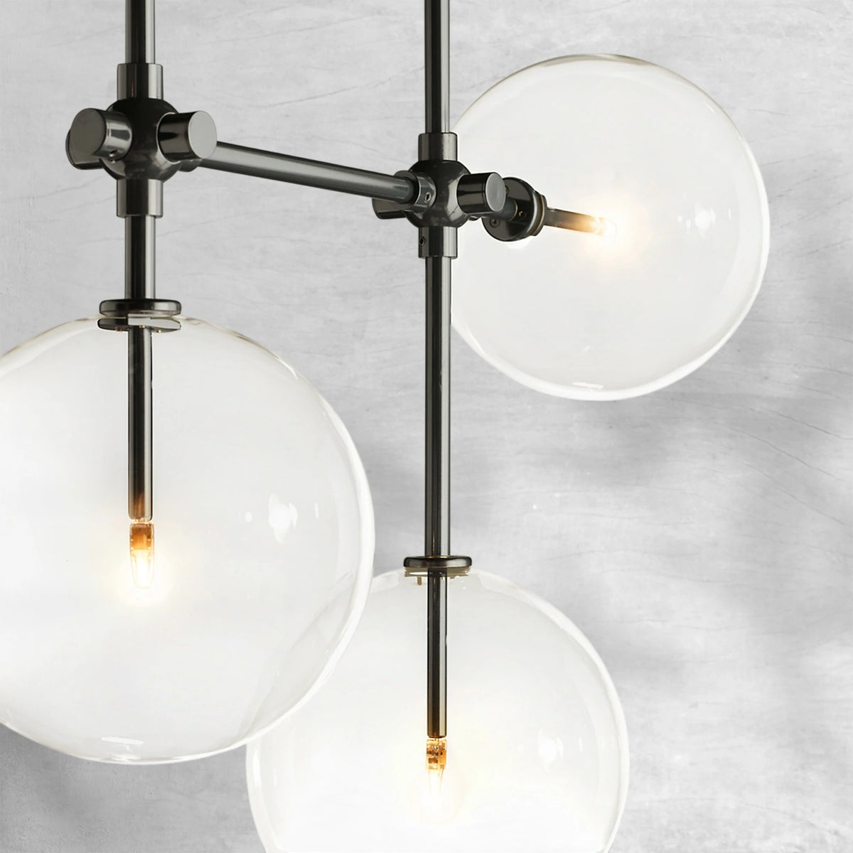 Glass Globe Mobile Linear Chandelier 60"