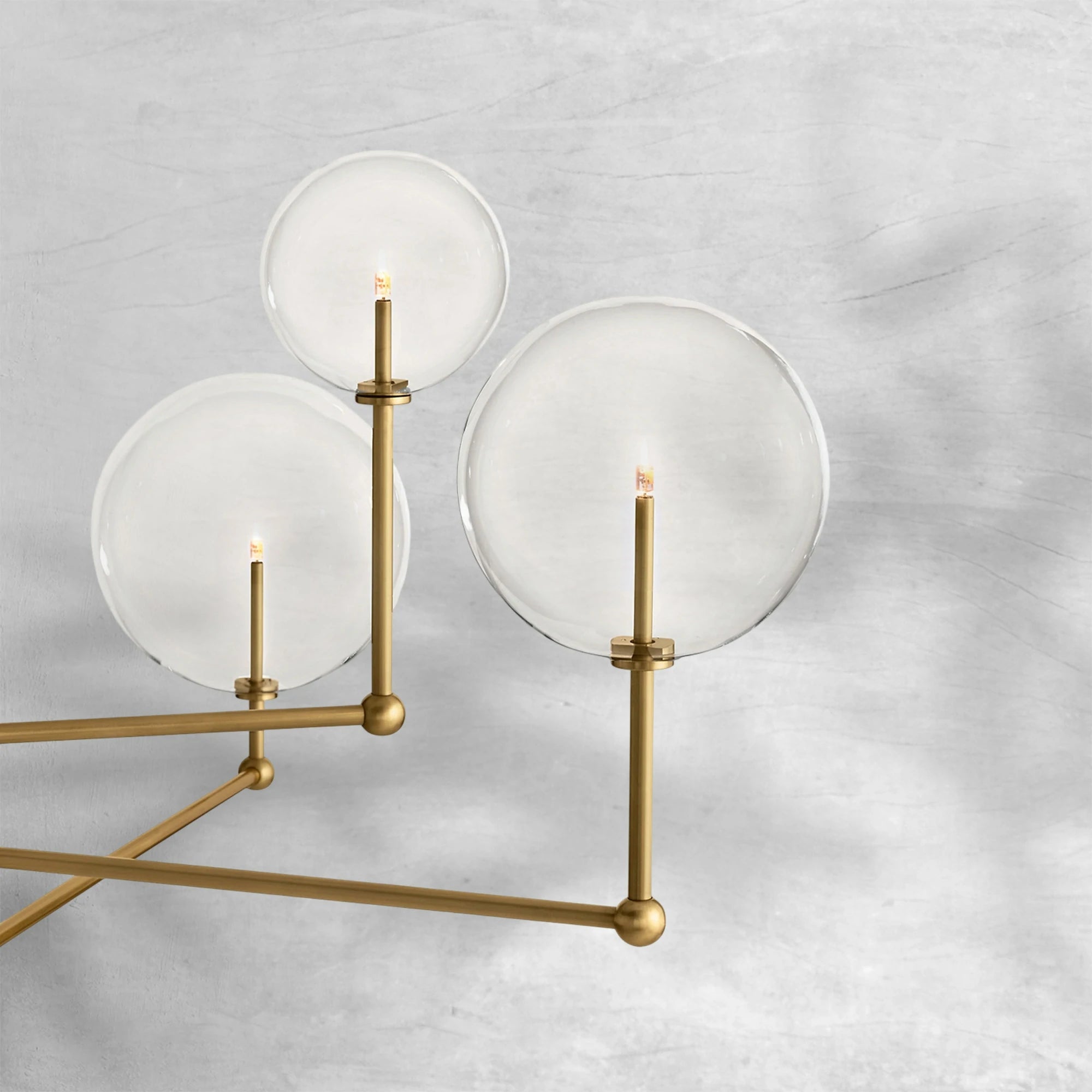 Glass Globe Mobile Three-Arm Chandelier 46"