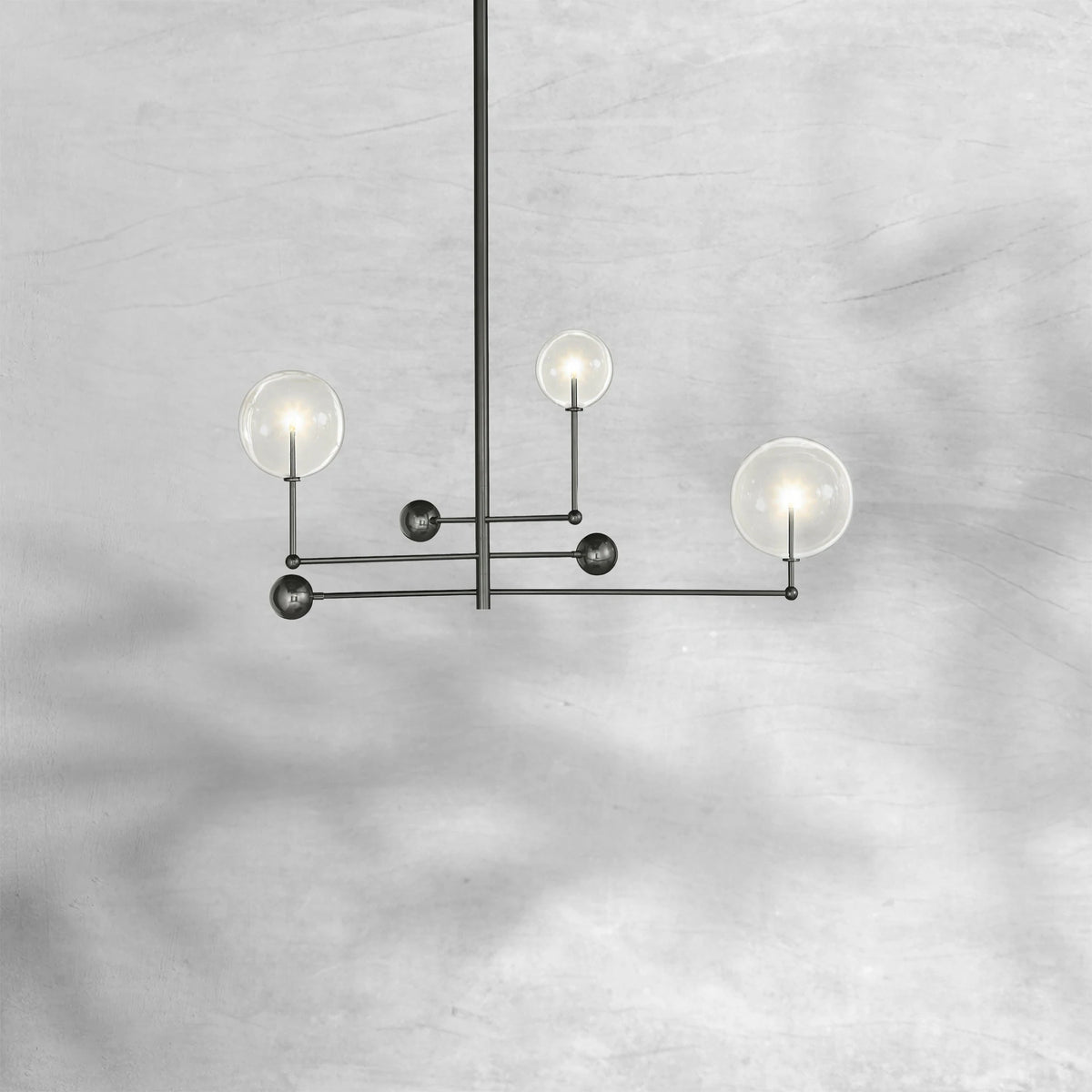 Glass Globe Mobile Three-Arm Chandelier 46"