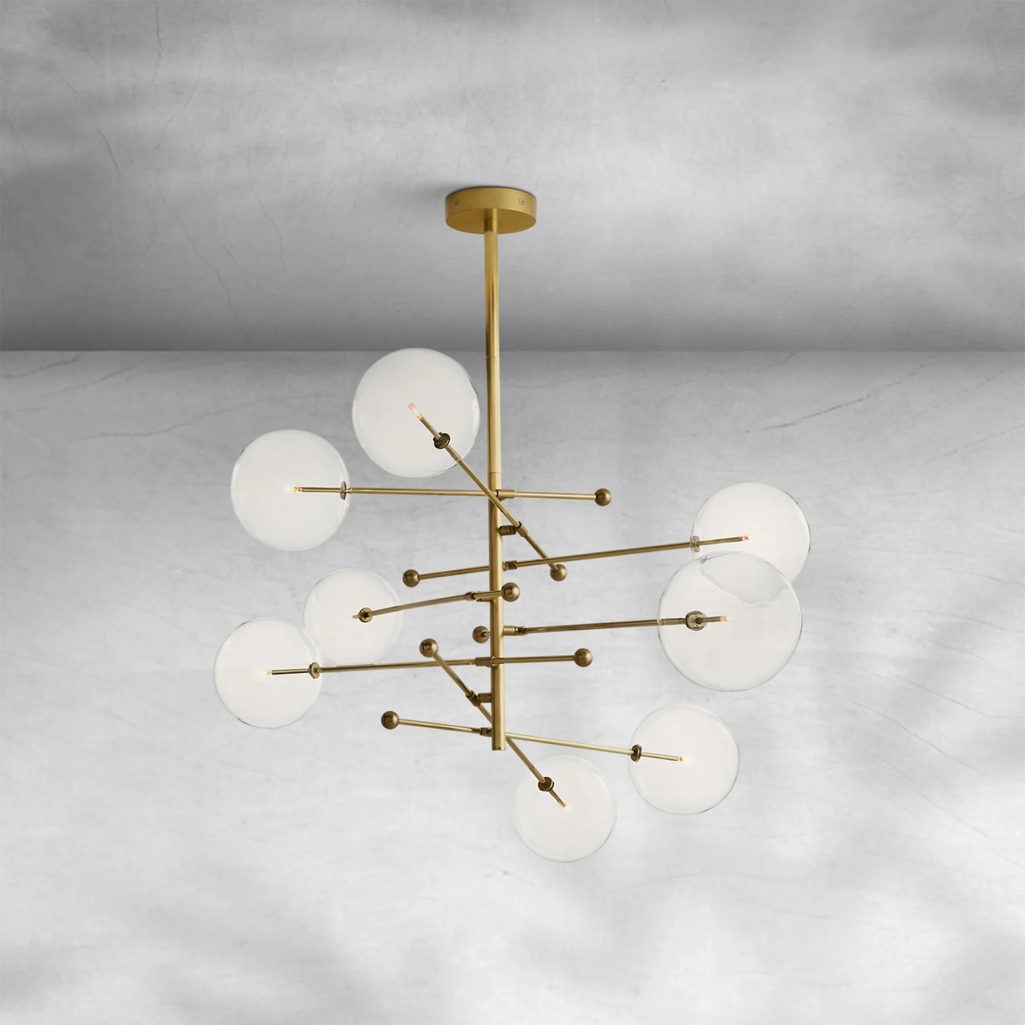 Glass Globe Mobile Eight-Arm Chandelier 79"