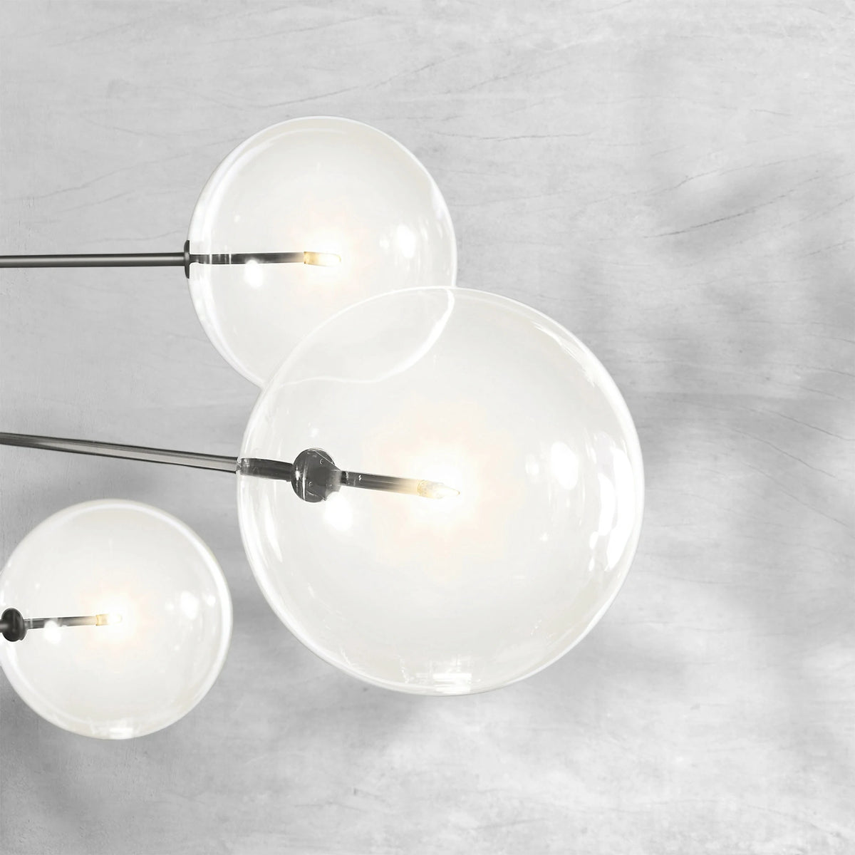 Glass Globe Mobile Eight-Arm Chandelier 79"