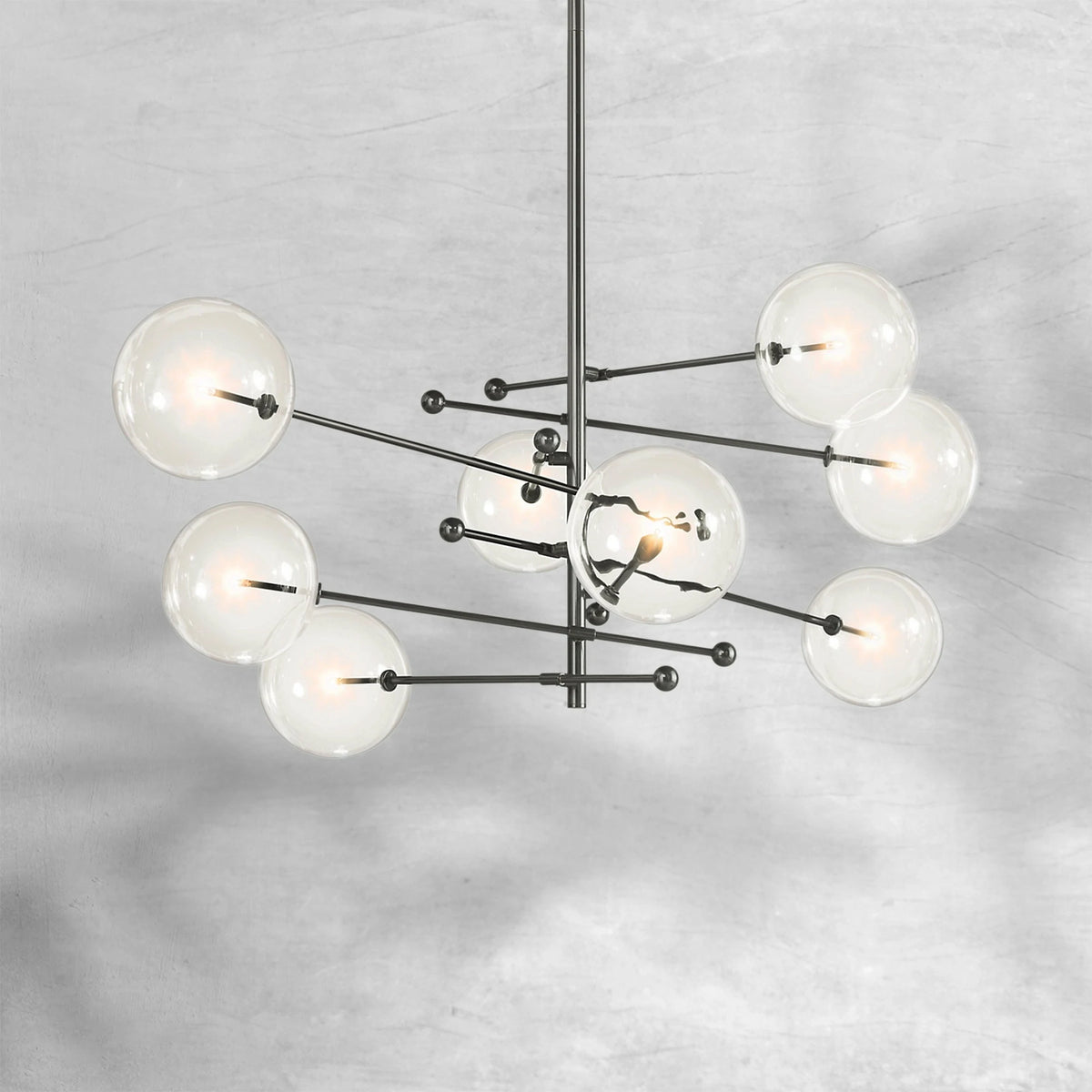 Glass Globe Mobile Eight-Arm Chandelier 79"