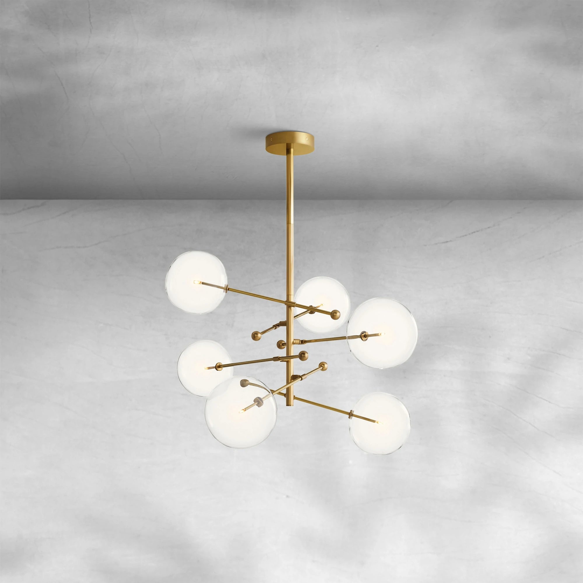 Glass Globe Mobile Six-Arm Chandelier 55"