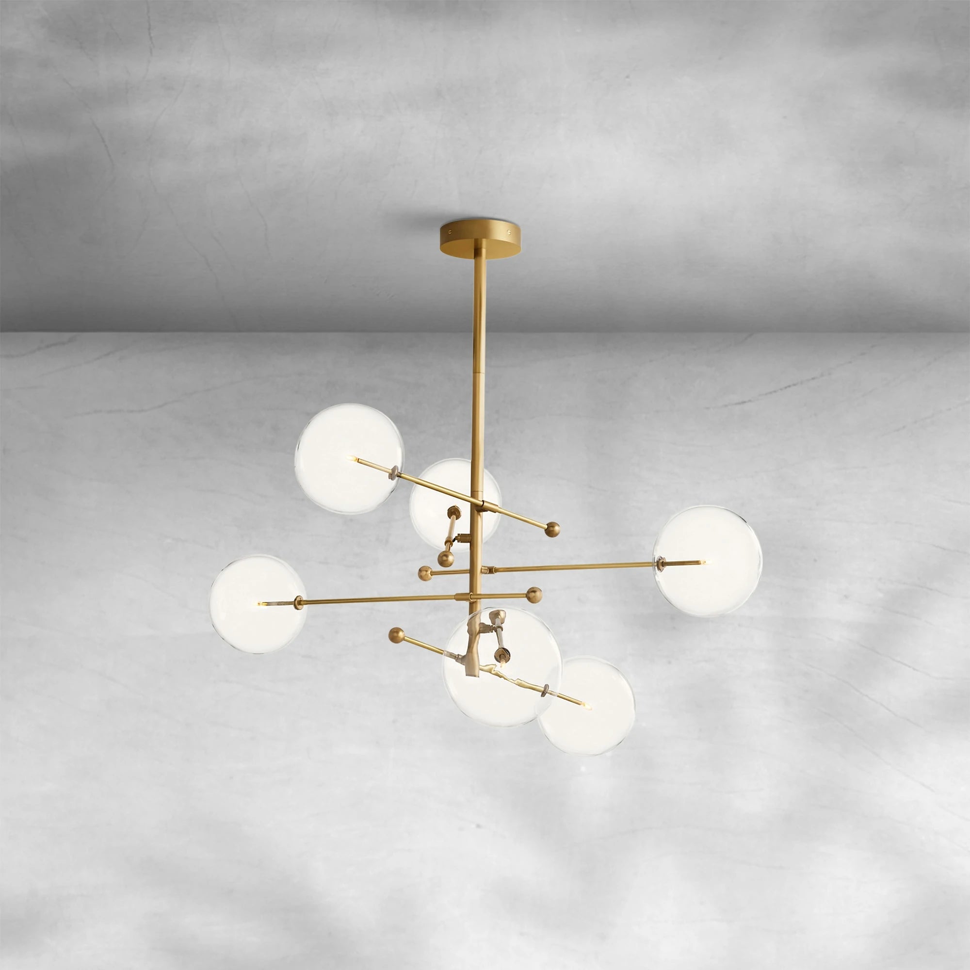 Glass Globe Mobile Six-Arm Chandelier 55"