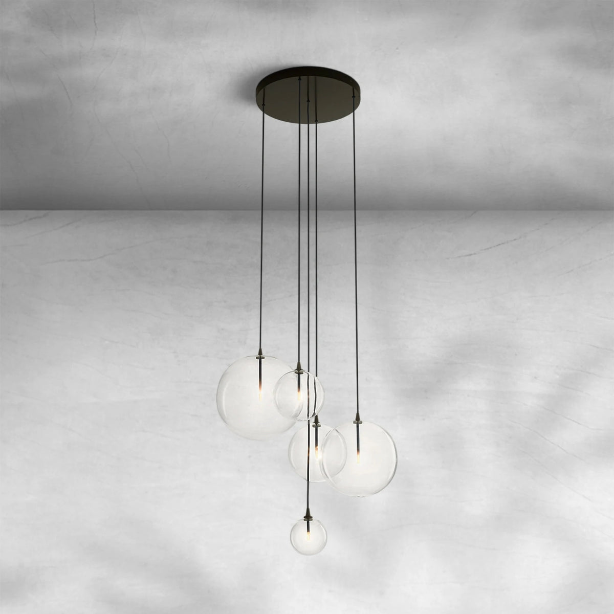 Glass Globe Mobile Cluster Chandelier 28"