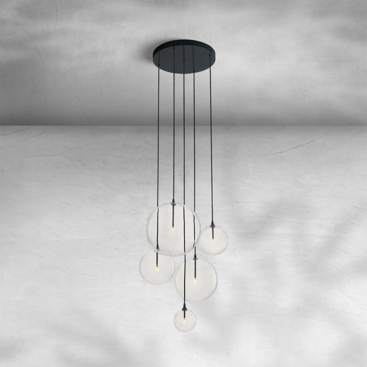 Glass Globe Mobile Cluster Chandelier 28"