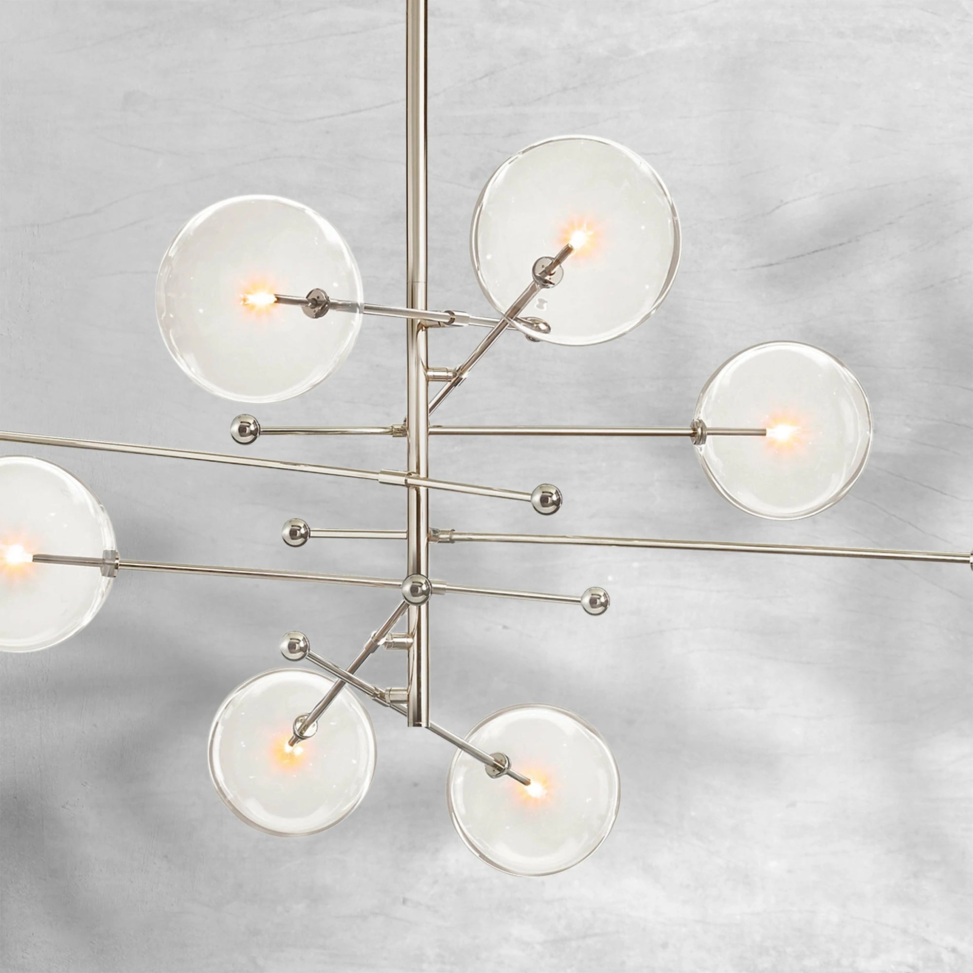 Glass Globe Mobile Eight-Arm Chandelier 79"