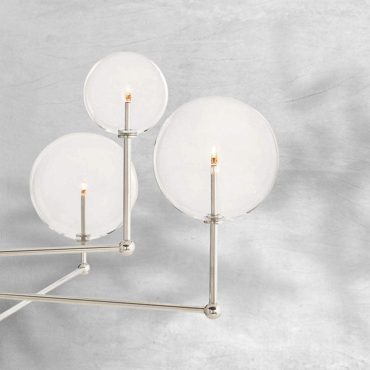 Glass Globe Mobile Three-Arm Chandelier 46"