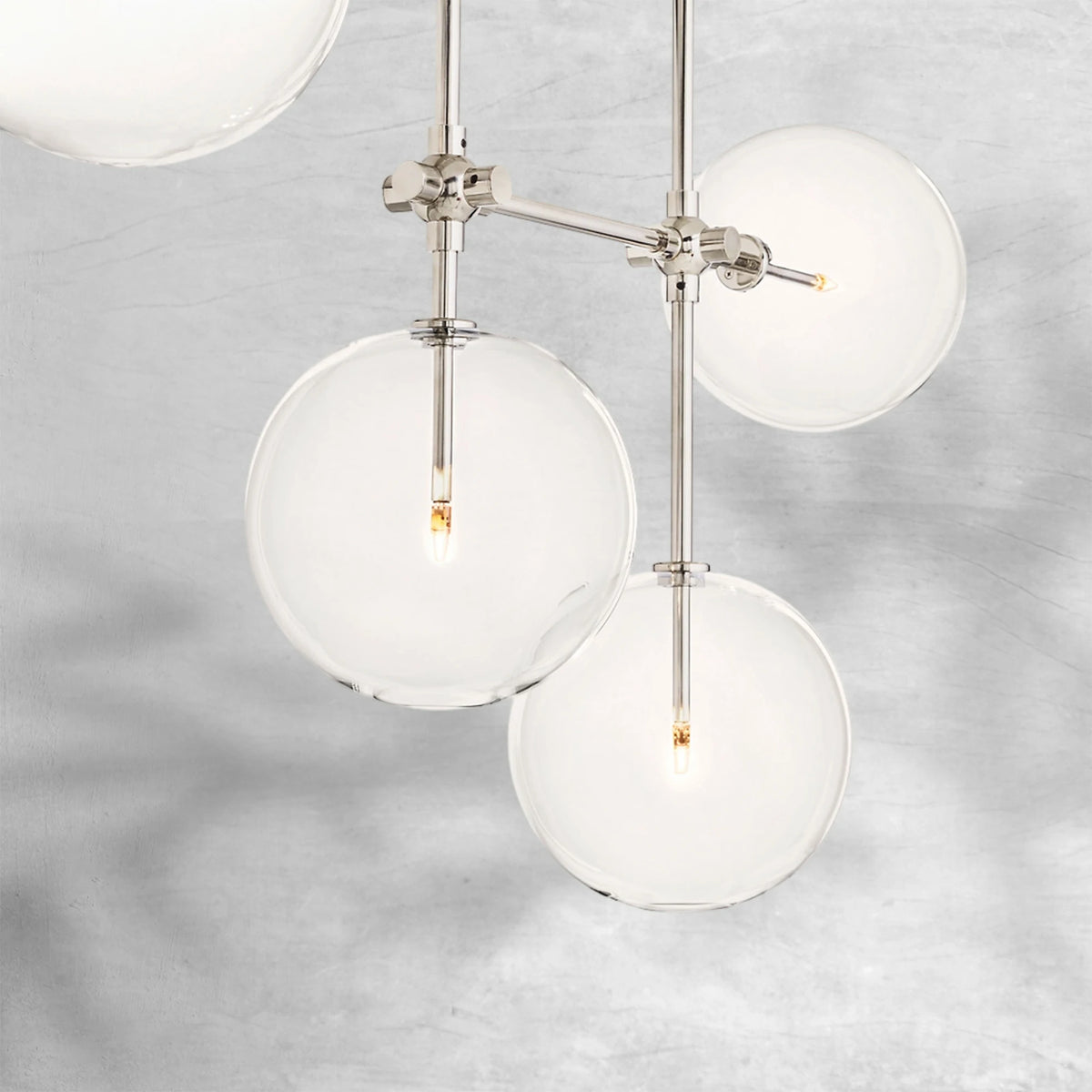 Glass Globe Mobile Linear Chandelier 60"