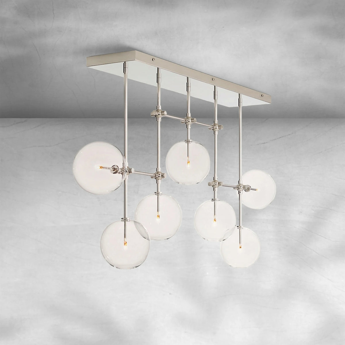 Glass Globe Mobile Linear Chandelier 60"