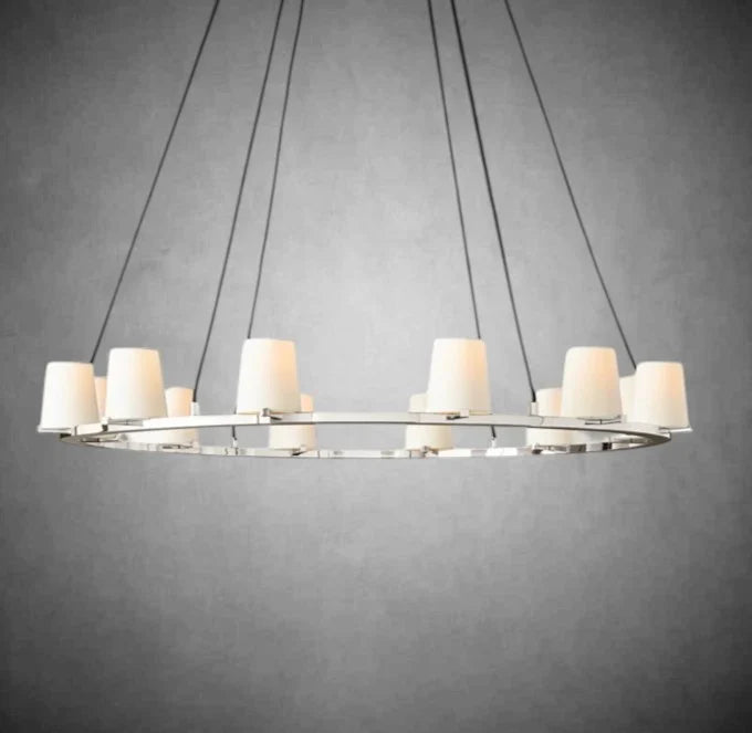 Prism Fabric Shade Round Chandelier 36" 48" 60"