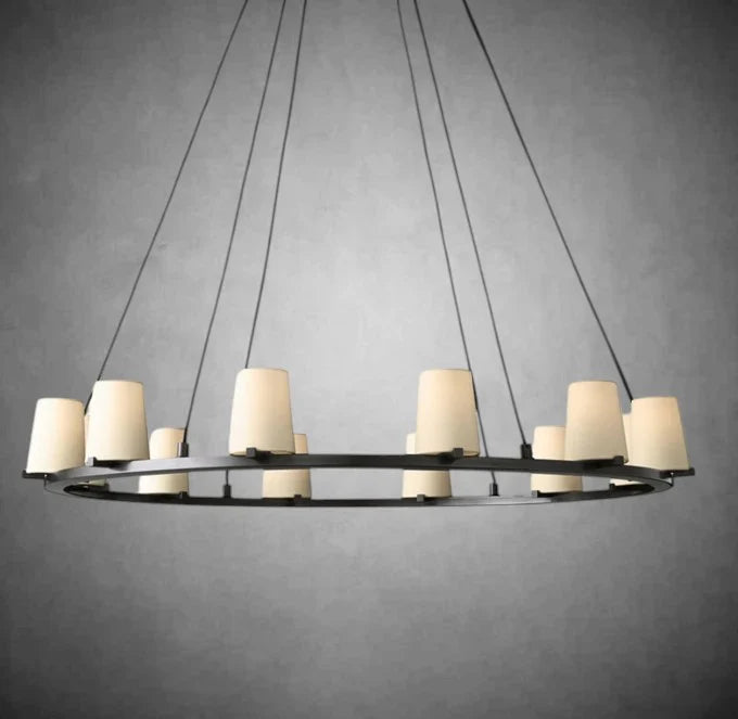 Prism Fabric Shade Round Chandelier 36" 48" 60"