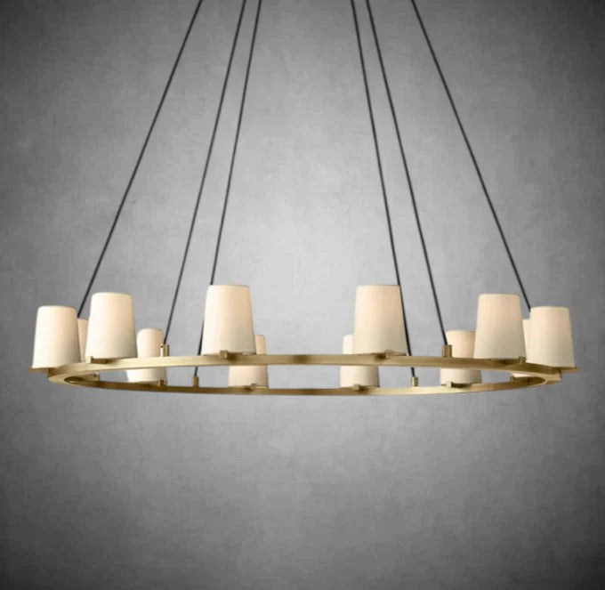 Prism Fabric Shade Round Chandelier 36" 48" 60"